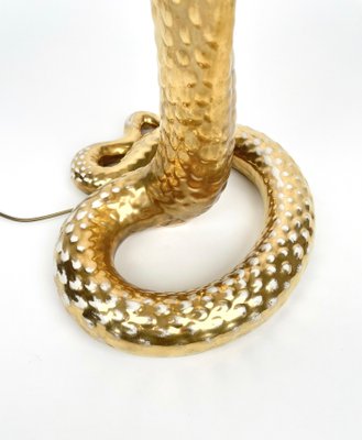 Gold Ceramic Cobra Snake Table Lamp by Tommaso Barbi for B Ceramiche, Italy, 1970s-LYQ-1171328