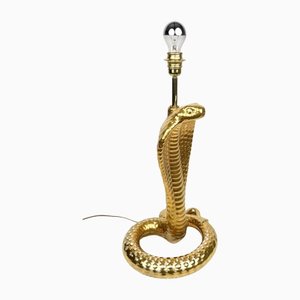 Gold Ceramic Cobra Snake Table Lamp by Tommaso Barbi for B Ceramiche, Italy, 1970s-LYQ-1171328