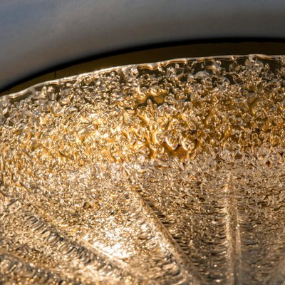 Gold, Clear Brass and Textured Glass Flush Mount attributed to Hillebrand, 1960s-VDW-1765709