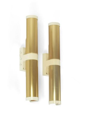 Gold-Colored Wall Lamps from Philips, 1970s, Set of 2-PX-954247