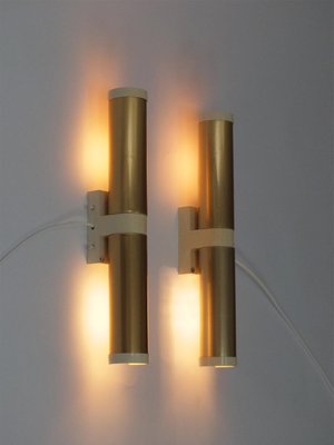 Gold-Colored Wall Lamps from Philips, 1970s, Set of 2-PX-954247