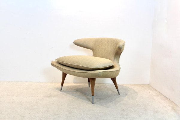 Gold Fabric and Walnut Horn Model Chair from Karpen of California-MO-1385735