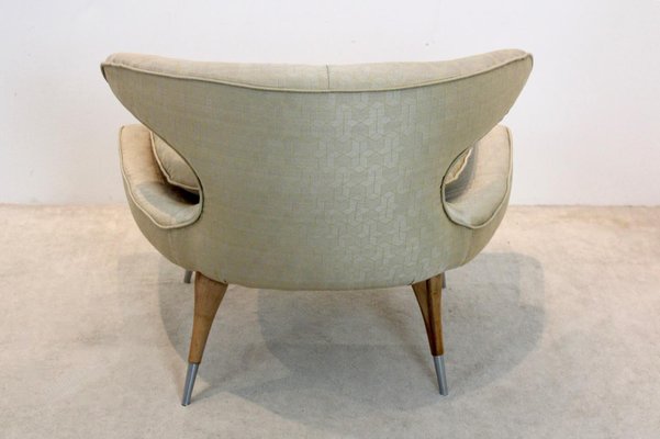 Gold Fabric and Walnut Horn Model Chair from Karpen of California-MO-1385735