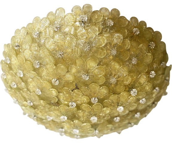 Gold Floral Murano Glass Flush Mount from Simoeng