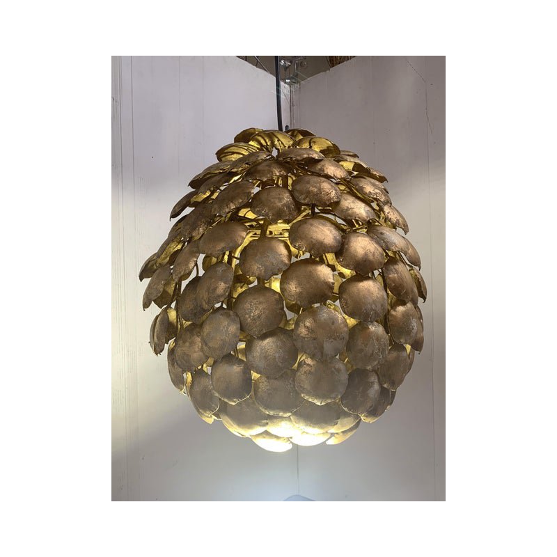 Gold Florentine Iron Pendant Light by Simoeng