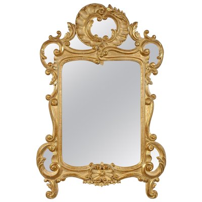 Gold Foil Hand-Carved Wooden Mirror, 1970s-UZ-862880