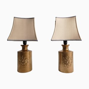 Gold Glazed Ceramic Table Lamps by Bitossi for Bergboms, 1970s, Set of 2-RUK-1799966