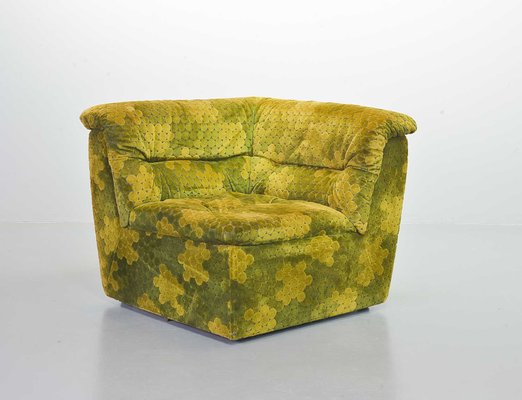 Gold-Green Velvet Dots Modular Lounge Sectional Sofa Set from Laauser, 1970s, Set of 6-IXC-743550