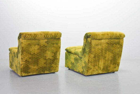 Gold-Green Velvet Dots Modular Lounge Sectional Sofa Set from Laauser, 1970s, Set of 6-IXC-743550