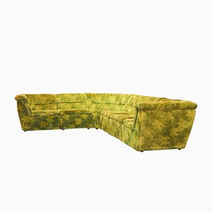 Gold-Green Velvet Dots Modular Lounge Sectional Sofa Set from Laauser, 1970s, Set of 6-IXC-743550