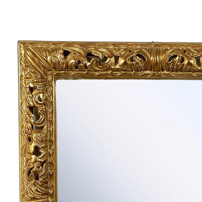 Gold Hand-Carved Wooden Mirror, Spain, 1970s-UZ-862843