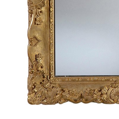 Gold Hand-Carved Wooden Rectangular Mirror, Spain, 1970s-UZ-862841