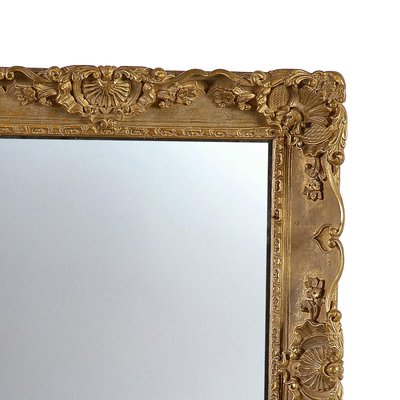 Gold Hand-Carved Wooden Rectangular Mirror, Spain, 1970s-UZ-862841