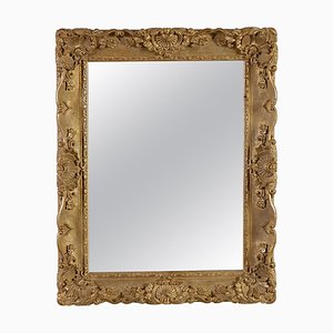 Gold Hand-Carved Wooden Rectangular Mirror, Spain, 1970s-UZ-862841