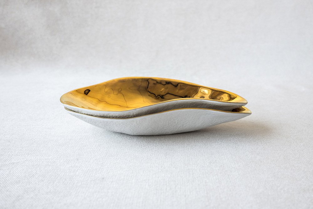 Gold & Handmade Porcelain Indulge Nº3 Bowls by Sarah-Linda Forrer, Set of 2