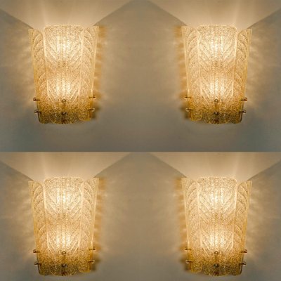 Gold Inclusions Glass and Brass Wall Light in the style of Barovier, 1960-VDW-2044210