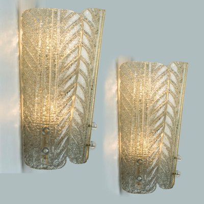 Gold Inclusions Glass and Brass Wall Light in the style of Barovier, 1960-VDW-2044210