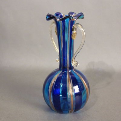 Gold Inlaid Murano Glass Vase, 1950s-WK-726045