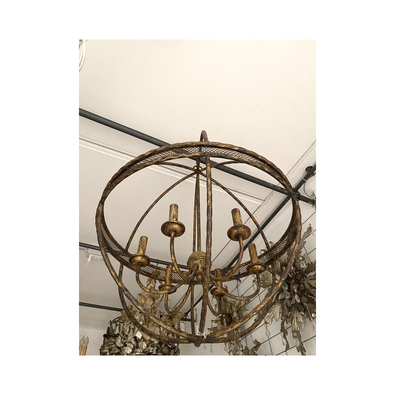 Gold-Leaf and Clay Sphere Chandelier by Simoeng