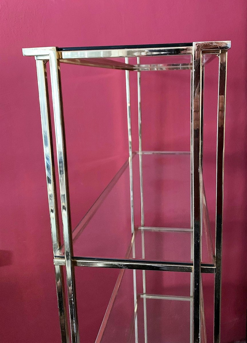 Gold Metal Shelf by Guy Lefevre, 1980s