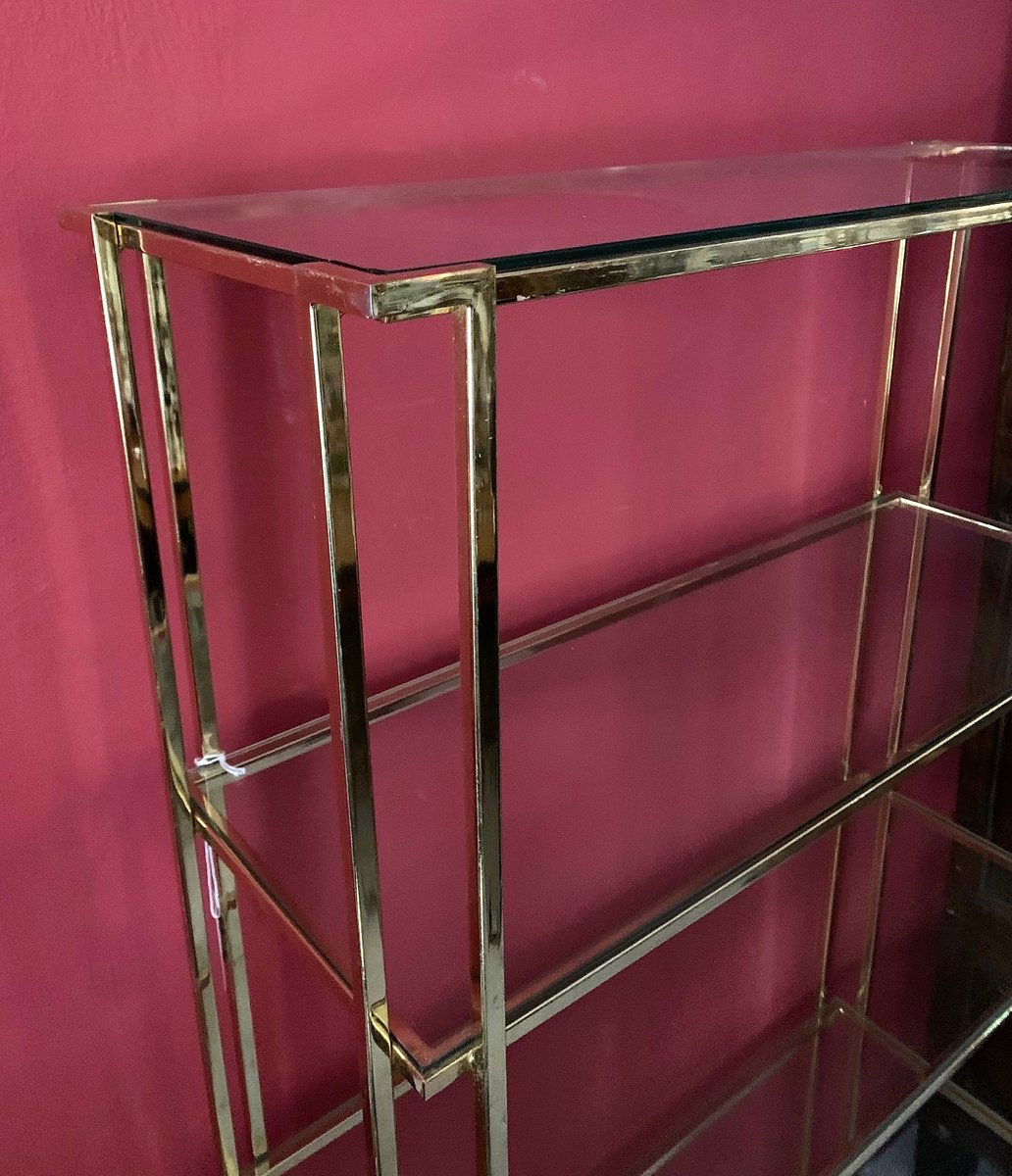 Gold Metal Shelf by Guy Lefevre, 1980s