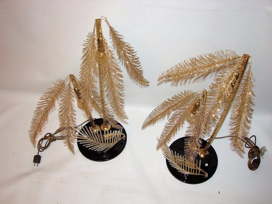 Gold Metal Table Lamps, 1960s, Set of 2-XHP-1241371