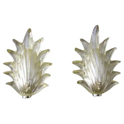 Gold Murano Glass Leaf and Brass Sconces, 2000, Set of 2-YF-2032026