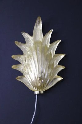 Gold Murano Glass Leaf and Brass Sconces, 2000, Set of 2-YF-2032026