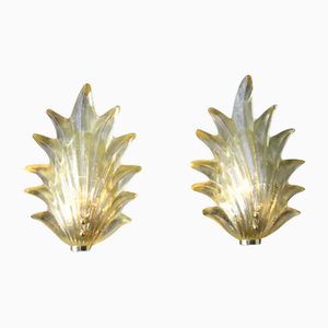 Gold Murano Glass Leaf and Brass Sconces, 2000, Set of 2-YF-2032026