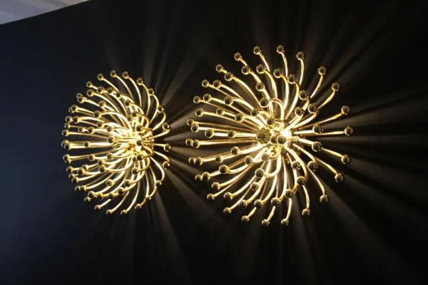 Gold Pistillo Wall Lamps by Valenti Milano, 1980, Set of 2-YF-1765564