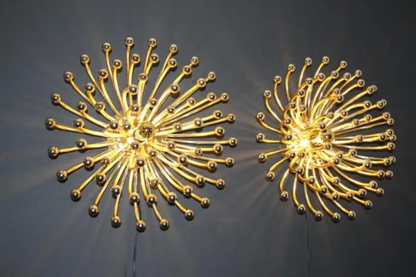 Gold Pistillo Wall Lamps by Valenti Milano, 1980, Set of 2-YF-1765564