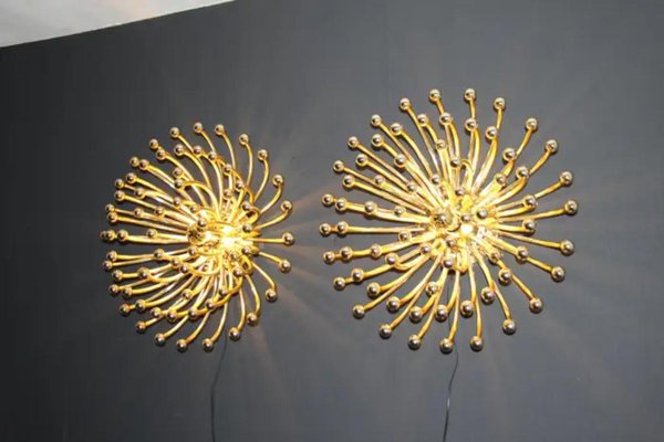 Gold Pistillo Wall Lamps by Valenti Milano, 1980, Set of 2-YF-1765564