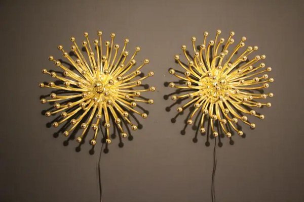 Gold Pistillo Wall Lamps by Valenti Milano, 1980, Set of 2-YF-1765564