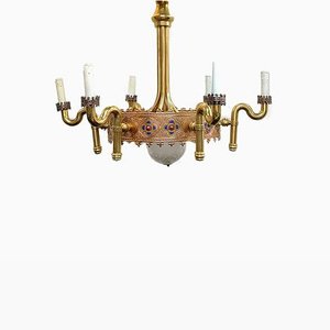 Gold Plated and Enamel Chandelier by Jozsef Engelsz, 1970s-UWE-625692