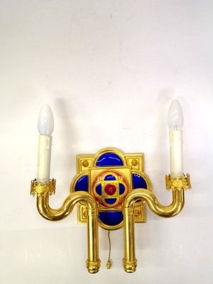 Gold Plated and Enamel Sconce by Jozsef Engelsz, 1970s-UWE-625690