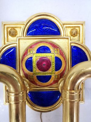 Gold Plated and Enamel Sconce by Jozsef Engelsz, 1970s-UWE-625690