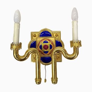 Gold Plated and Enamel Sconce by Jozsef Engelsz, 1970s-UWE-625690