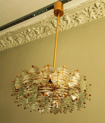 Gold-Plated Brass and Faceted Glass Chandelier from Kinkeldey, 1960s-ED-1763639