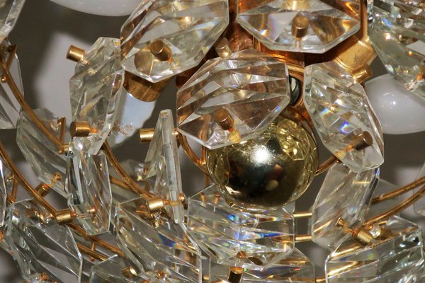 Gold-Plated Brass and Faceted Glass Chandelier from Kinkeldey, 1960s-ED-1763639