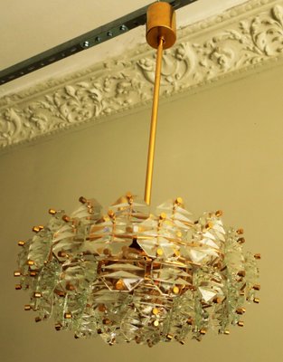 Gold-Plated Brass and Faceted Glass Chandelier from Kinkeldey, 1960s-ED-1763639