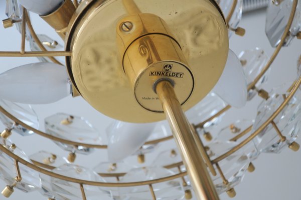 Gold-Plated Brass and Faceted Glass Chandelier from Kinkeldey, 1960s-ED-1763639