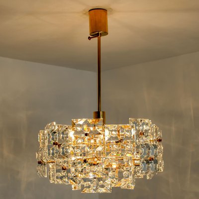 Gold-Plated Brass Crystal Glass Chandeliers from Kinkeldey, 1970s, Set of 2-VDW-1018074