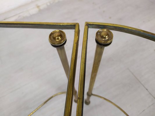 Gold-Plated Brass Ringed Side Tables, 1950s, Set of 3-EAD-1763389