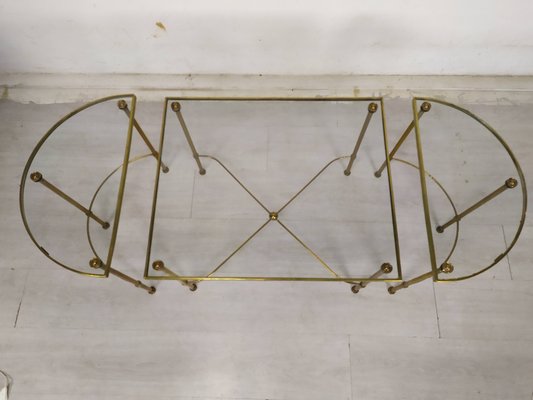 Gold-Plated Brass Ringed Side Tables, 1950s, Set of 3-EAD-1763389