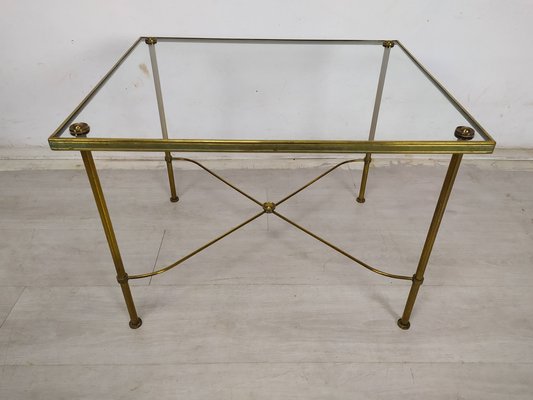 Gold-Plated Brass Ringed Side Tables, 1950s, Set of 3-EAD-1763389