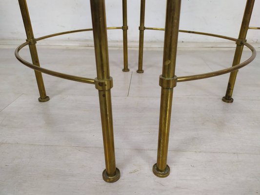 Gold-Plated Brass Ringed Side Tables, 1950s, Set of 3-EAD-1763389