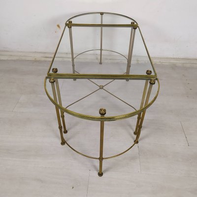 Gold-Plated Brass Ringed Side Tables, 1950s, Set of 3-EAD-1763389