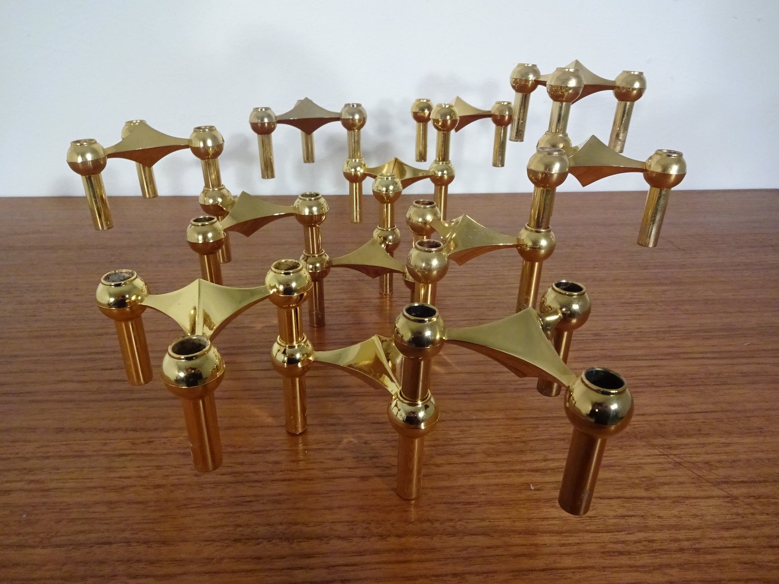 Gold-Plated Candleholders by Ceasar Stoffi & Fritz Nagel for BMF, 1960s, Set of 12