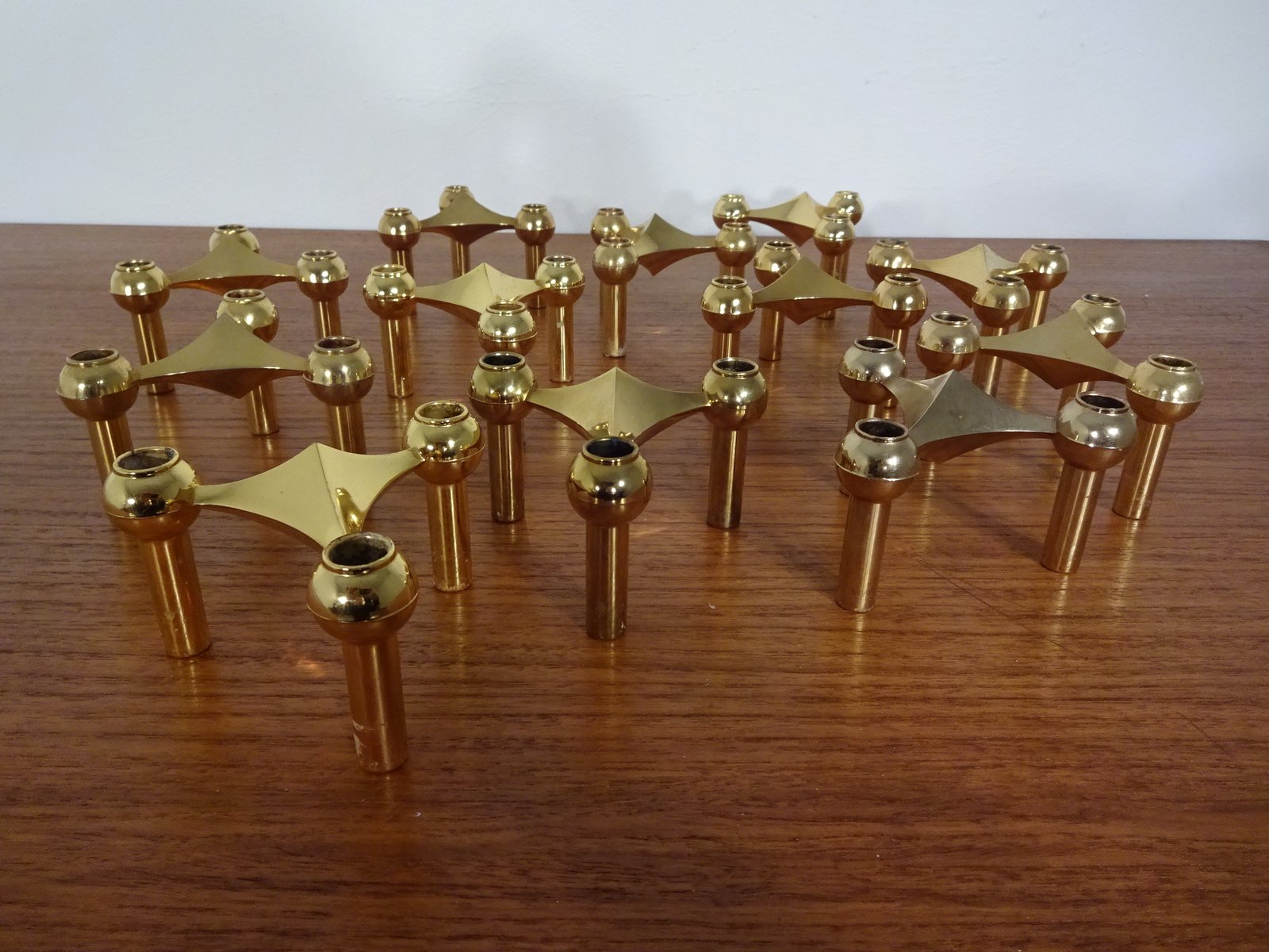 Gold-Plated Candleholders by Ceasar Stoffi & Fritz Nagel for BMF, 1960s, Set of 12