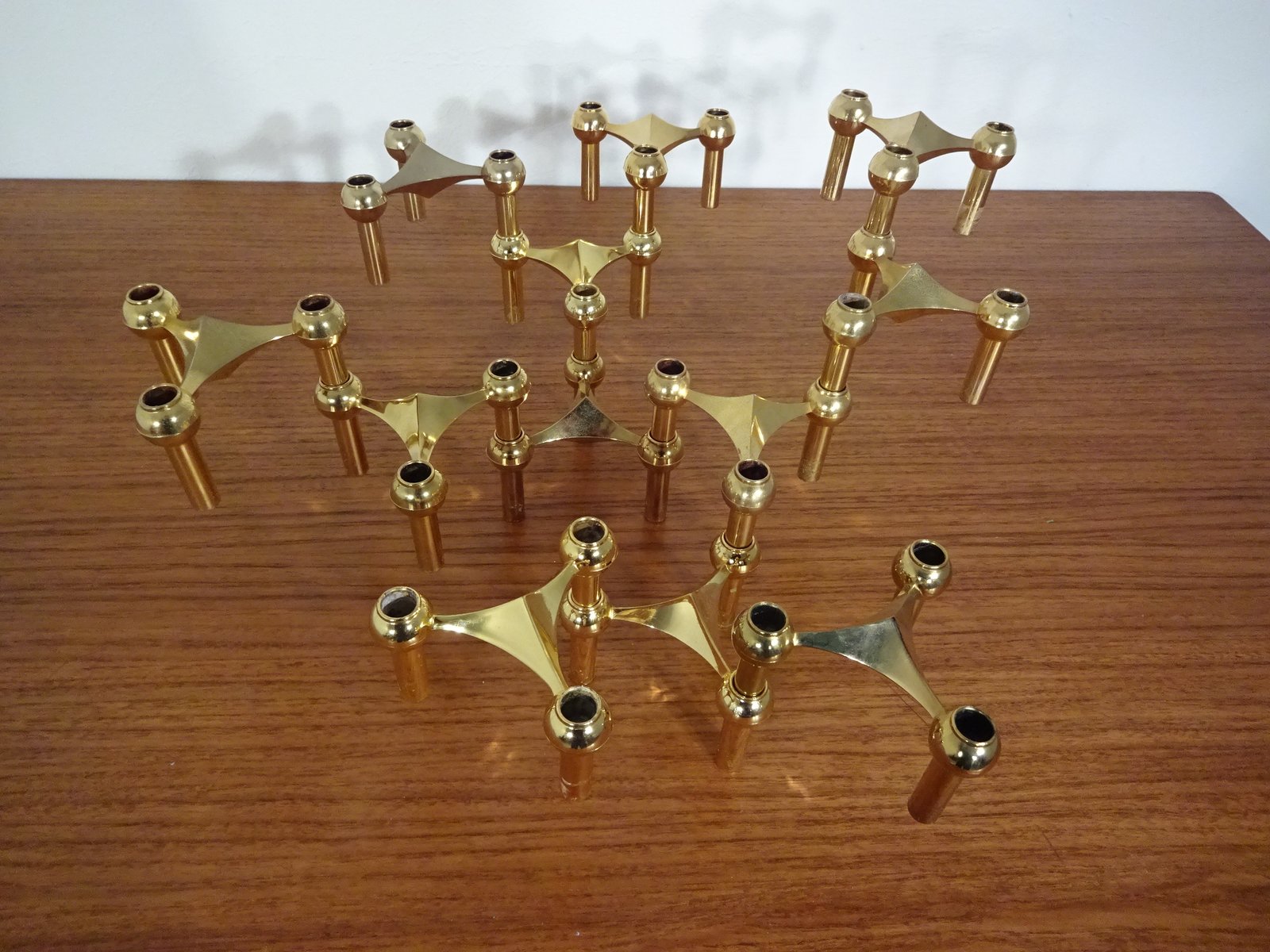 Gold-Plated Candleholders by Ceasar Stoffi & Fritz Nagel for BMF, 1960s, Set of 12